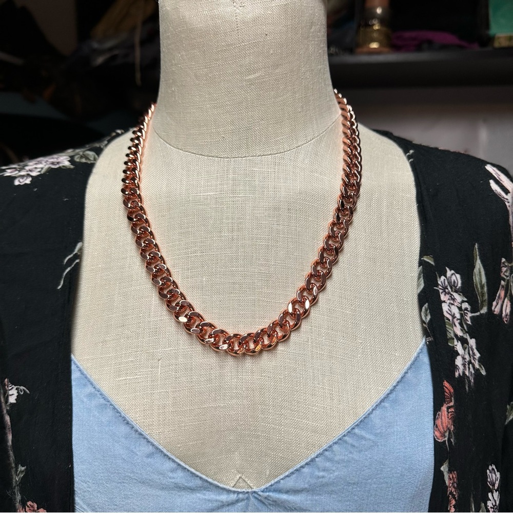 Elegant Solid Copper Chain Necklace - image 1